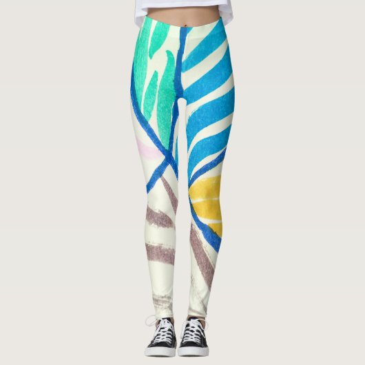 Leggings Aquarelle patchwork : style de peinture sale. (Devant)