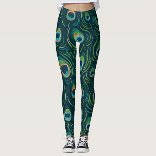 Leggings Aquarelle Peacock Motif (Devant)