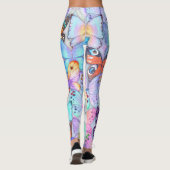 Leggings Aquarelle peinte à la main Papillons violet motif (Dos)
