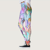Leggings Aquarelle peinte à la main Papillons violet motif (Gauche)