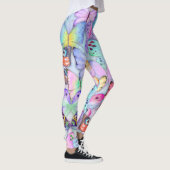 Leggings Aquarelle peinte à la main Papillons violet motif (Droite)