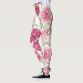 Leggings Aquarelle Peoné rose : Élégance florale (Gauche)