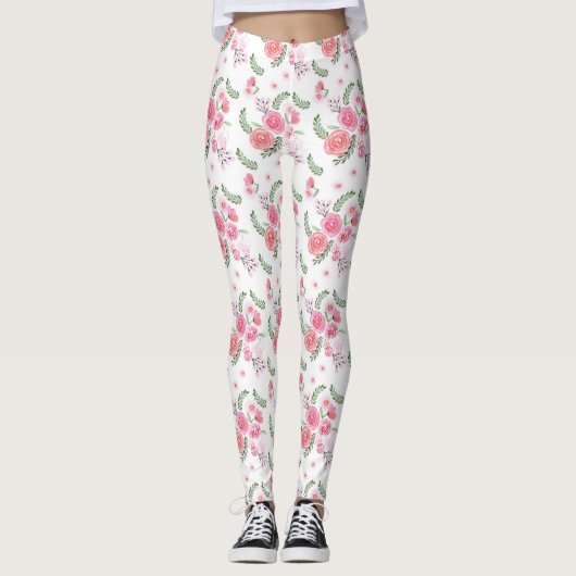Leggings Aquarelle Pink Floral Leger (Devant)