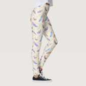 Leggings Aquarelle Plumes Feuilles et Branches Motif (Droite)