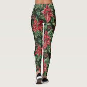 Leggings Aquarelle Poinsettia fleur Noël (Dos)
