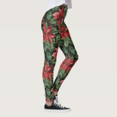 Leggings Aquarelle Poinsettia fleur Noël (Droite)