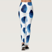 Leggings Aquarelle Points Bleus : Peint à la main sans cout (Dos)