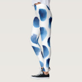 Leggings Aquarelle Points Bleus : Peint à la main sans cout (Gauche)
