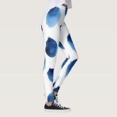 Leggings Aquarelle Points Bleus : Peint à la main sans cout (Droite)