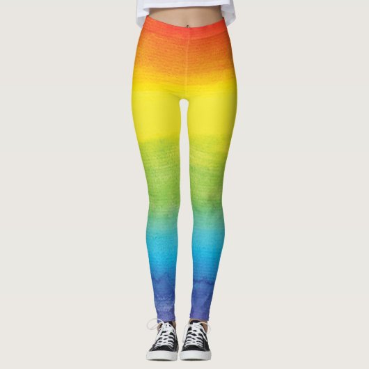 Leggings Aquarelle Rainbow Pride brillant Vibrant (Devant)