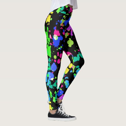 Leggings Aquarelle, résumé, éclaboussure de peinture, néon (Droite)