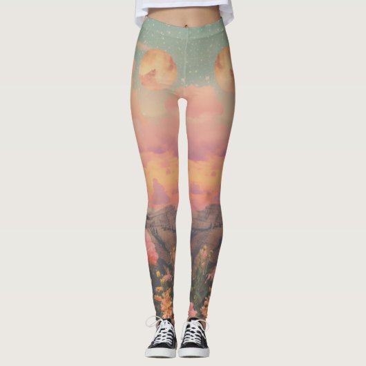 Leggings Aquarelle Rose du désert (Devant)