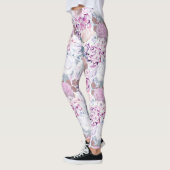 Leggings Aquarelle rose et hydrangée. (Gauche)