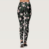 Leggings Aquarelle rose Floral Botanique Motif noir (Dos)