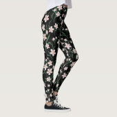 Leggings Aquarelle rose Floral Botanique Motif noir (Droite)