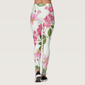 Leggings Aquarelle rose Hydrangea et anémone japonaise (Dos)