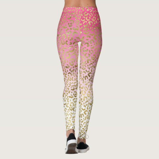 Leggings Aquarelle rose léopard d'or (Dos)