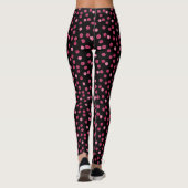 Leggings Aquarelle rose rouge cercles pois rond noir (Dos)