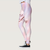 Leggings Aquarelle rose rouge marron abstrait ajouter namep (Gauche)