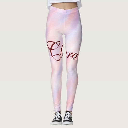 Leggings Aquarelle rose rouge marron abstrait ajouter namep (Devant)
