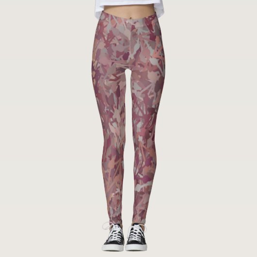Leggings Aquarelle rouge Brown gris de luxe Art Abstrait (Devant)