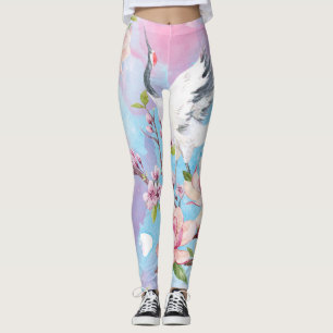 Leggings Aquarelle Rouge Motif japonais