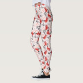 Leggings Aquarelle rouge noir Rose Motif Valentine Love (Gauche)
