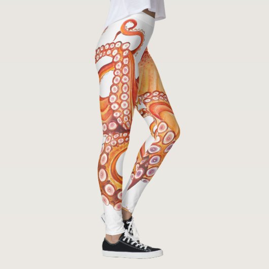 Leggings Aquarelle rouge orange octopique (Droite)