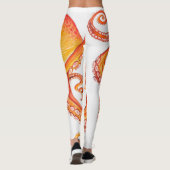 Leggings Aquarelle rouge orange octopique (Dos)