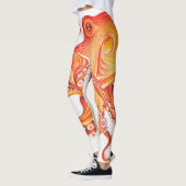 Leggings Aquarelle rouge orange octopique (Gauche)