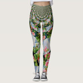 Leggings Aquarelle rouge rose rose mandala zen botanique (Devant)