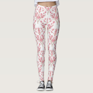 Leggings Aquarelle Sakura Cherry Blossom Damask