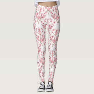 Leggings Aquarelle Sakura Cherry Blossom Damask