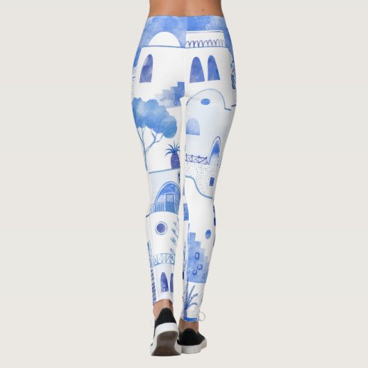 Leggings Aquarelle Santorin Grèce (Dos)