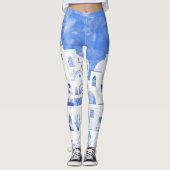 Leggings Aquarelle Santorin Grèce (Devant)