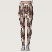Leggings Aquarelle Steampunk Père Noël Gothic Festive Skuls (Devant)