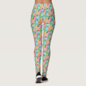 Leggings Aquarelle tendance Fleurs roses sur bleu clair (Dos)