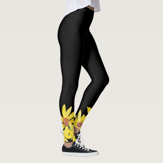 Leggings Aquarelle Tournesol Vibrant Jaune main peint (Droite)
