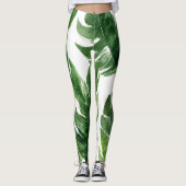 Leggings Aquarelle Tropical Banana Feuille Motif (Devant)