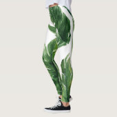 Leggings Aquarelle Tropical Banana Feuille Motif (Gauche)