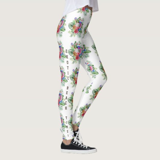 Leggings Aquarelle Tropical Floral Exotic Beach Time (Droite)