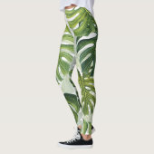 Leggings Aquarelle tropicale de Monstera verte (Gauche)