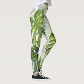 Leggings Aquarelle tropicale de Monstera verte (Droite)