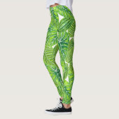 Leggings Aquarelle tropicale feuille design motif (Gauche)