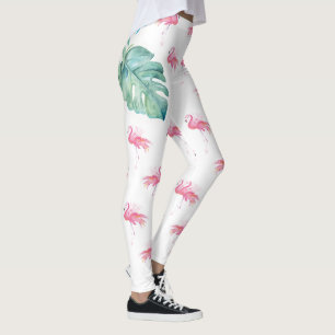 Leggings Aquarelle tropicale fille Flamant rose rose