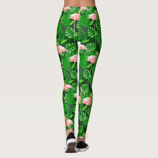 Leggings Aquarelle tropicale Flamant rose (Dos)