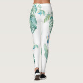 Leggings Aquarelle tropicale Florale et verte (Dos)