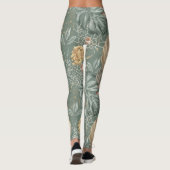 Leggings Aquarelle Tropicale Gold & Green Feuille Motif (Dos)