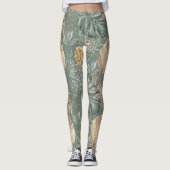 Leggings Aquarelle Tropicale Gold & Green Feuille Motif (Devant)