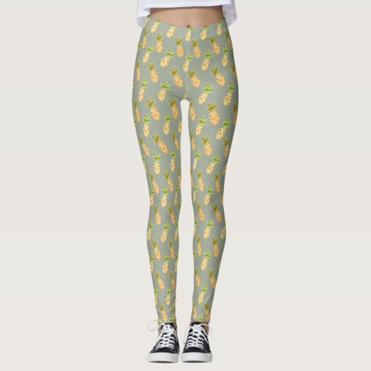 Leggings Aquarelle tropicale Motif d'ananas (Devant)